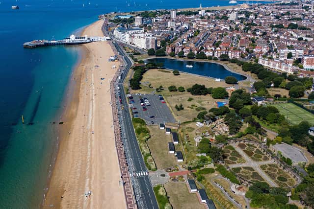 Southsea seafront showing the pier, the Rose Garden and Canoe Lake Picture: Tony Hicks