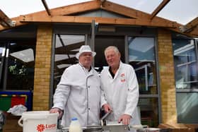 Billy and Rob Owton from Owton's Butchers gave pupils at Wicor Primary School a sausage making lesson
