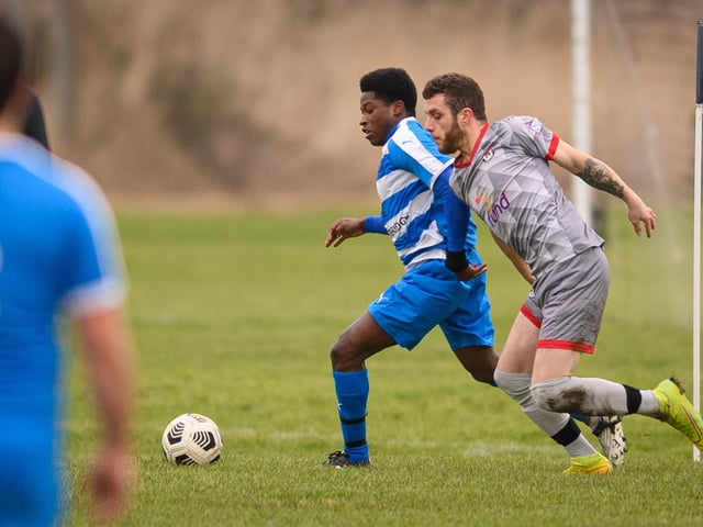 Gosham Rangers (grey) v AC Copnor. Picture: Keith Woodland
