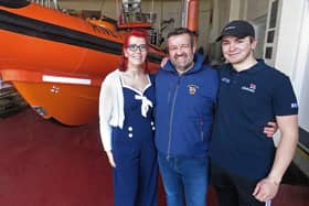 Andrew and Calum helped save Lin's life after she collapsed in a local pub last year. 
Pictured: (Left to right) Lin Fisher with Andrew Ferguson (centre) and Calum Benham.