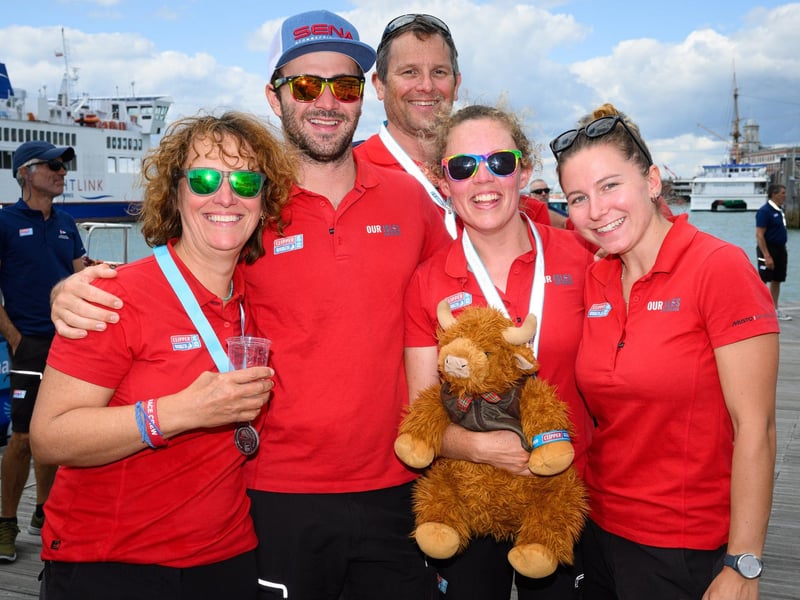 Members of the Scotland Our Isles and Oceans team celebrate reaching the end.Picture: Keith Woodland (270721-13)