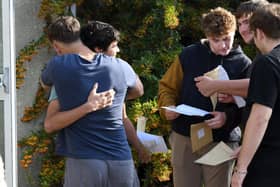 Students collecting their A-Level results at Bay House School & Sixth Form in Gosport, Hampshire.2022

Photo: Paul Jacobs/pictureexclusive.com
