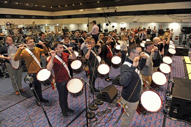 The Royal Marines band rehearse inside the Pyramids in Southsea for the Mountbatten Festival of Music which is being held at The Albert Hall.
Picture Ian Hargreaves (040320-3)