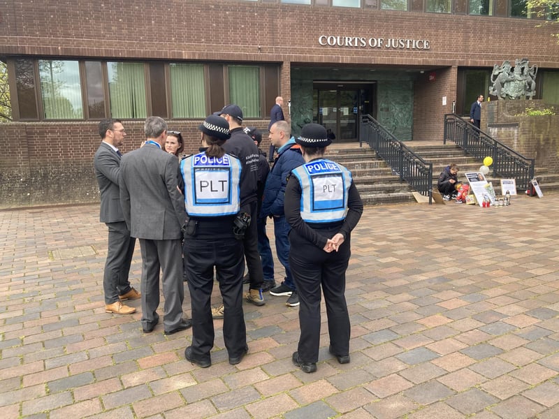 Supporters of Joanna Derkacz outside Portsmouth Crown Court