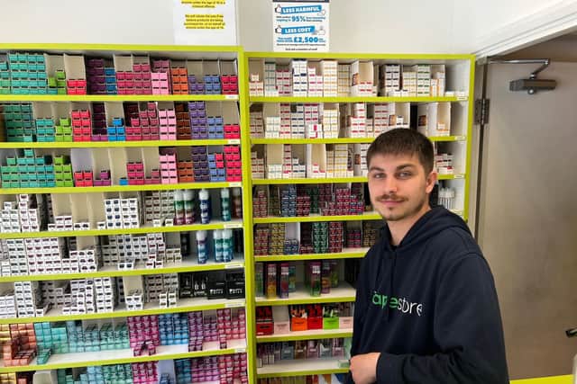 Michael Dymock, shop assistant at Vapestore Portsmouth in Crasswell Street.