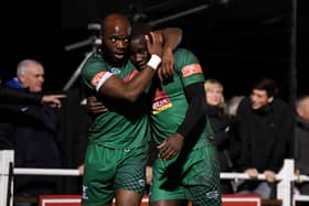 Ade Yusuff, left, and Francis Babalola both scored for Cray Valley in their stunning FA Cup win at Maidenhead. Photo by Alex Davidson/Getty Images.