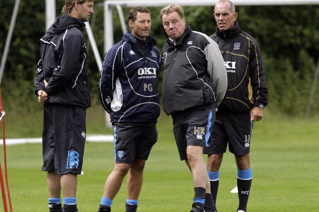 Pompey's coaching team of Tony Adams, Paul Groves, Harry Redknapp and Joe Jordan on the first day back at Pompey training at Wellington Sports Ground, Eastleigh,  in July 2008. Picture: Jonathan Brady