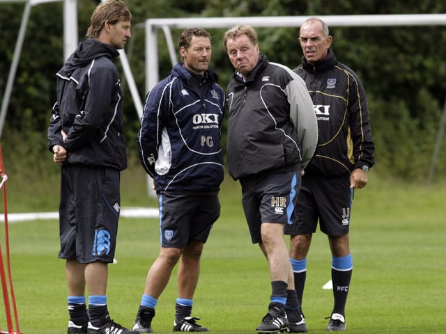 Pompey's coaching team of Tony Adams, Paul Groves, Harry Redknapp and Joe Jordan on the first day back at Pompey training at Wellington Sports Ground, Eastleigh,  in July 2008. Picture: Jonathan Brady