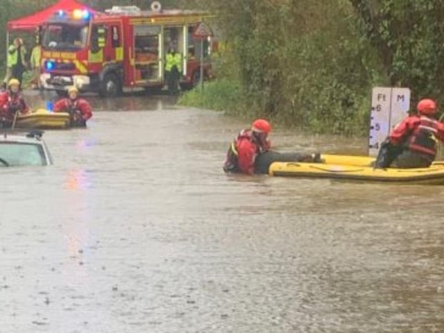 Crews rushed to the scene and rescued three people.