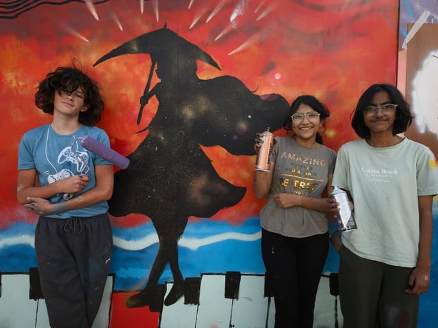 Pictured is: Jaden, Alisha and Hiyam with their creationPicture: Keith Woodland (140921-91)