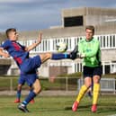 Andrew Todd in action during US Portsmouth's 5-1 Wessex Division 1 win over Downton last September. Since the start of the 2019/20 season, US have the best points-per-game ratio of any club in their division. Picture: Chris Moorhouse