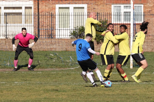 AFC Eastney take a free-kick. Picture by Kevin Shipp