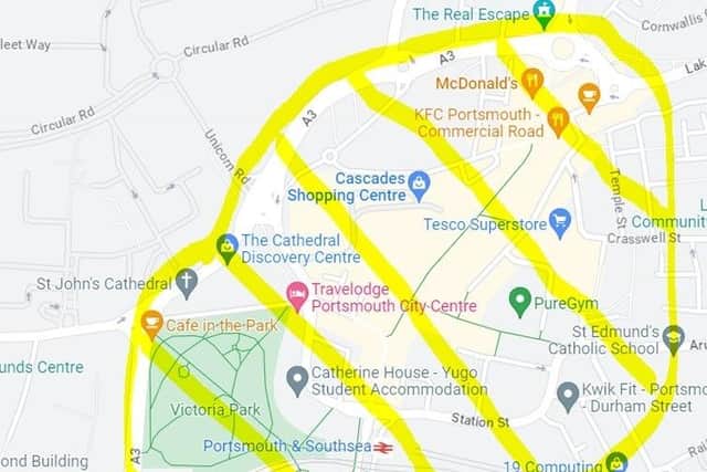 The area which the dispersal order covers. Picture: Hampshire and Isle of Wight Constabulary.