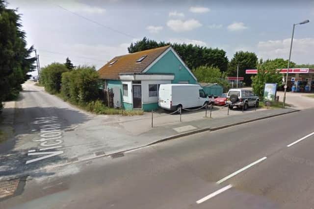 The moped driver was hospitalised with a broken leg after colliding with a car in Hayling Island. Picture: Google Street View.