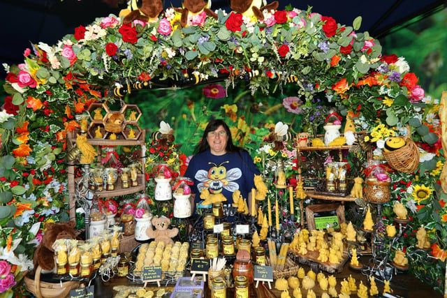 Sam Chapman shows off her amazing selection of honey goods from Leythorne Farm, Chichester