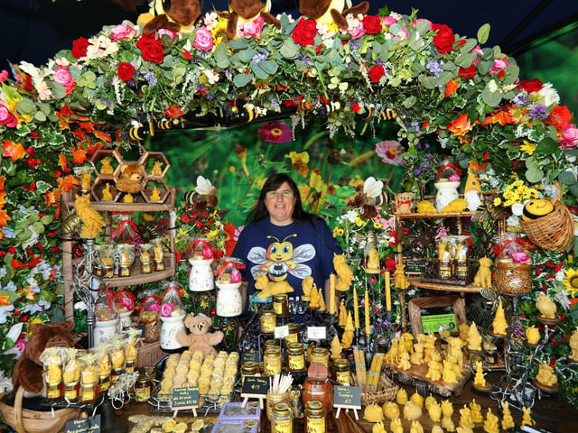 Sam Chapman shows off her amazing selection of honey goods from Leythorne Farm, Chichester