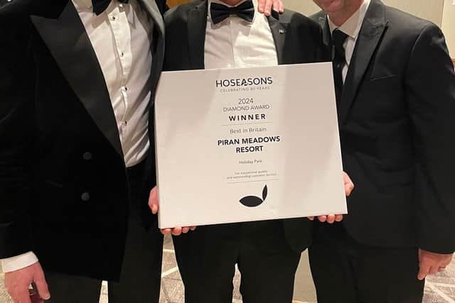 General Manager Paul Wilcox (centre) with colleagues Drew Campbell (left) and Scott Hibbard at the illustrious Hoseasons Awards