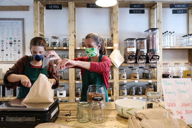 Connie Fenner, left, and Delphine Laveyne at The Package Free Larder, Elm Grove, Southsea.
Picture: Chris Moorhouse (050820-40)