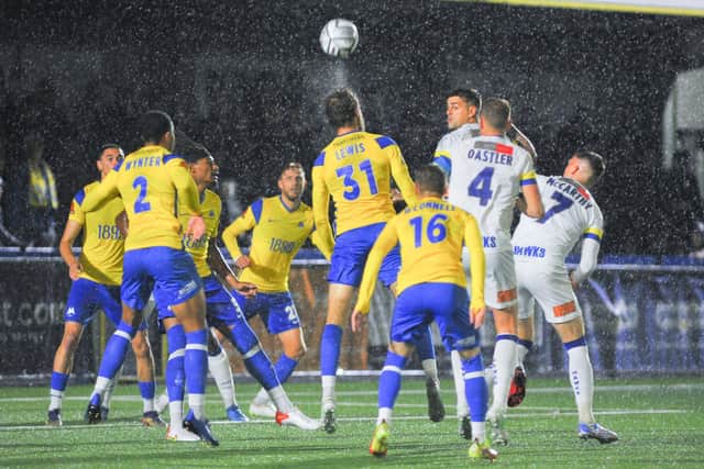 Hawks on the attack during Wednesday's FA Cup replay win against higher division Torquay. Picture: Martyn White