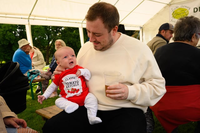 Pictured is: A 7 week old visitor to the South Downs Food Festival is suitably dressed for the event Picture: Keith Woodland (140921-95)