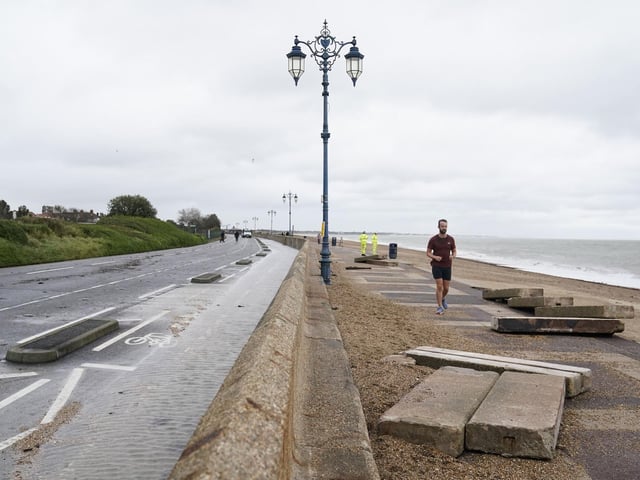 Concrete slabs were damaged in the storm