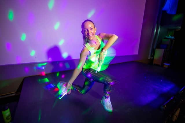 Josie Stickley runs Clubbercise - a dancing keep fit class. Pictured: Josie Stickley at Park Community School, Havant on Thursday 7th October 2021. Picture: Habibur Rahman