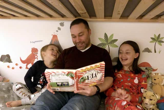 Founder of the Parenting Network Matt Foster with Myles, aged 5 and Evelyn, aged 10. Credit: Matt Foster