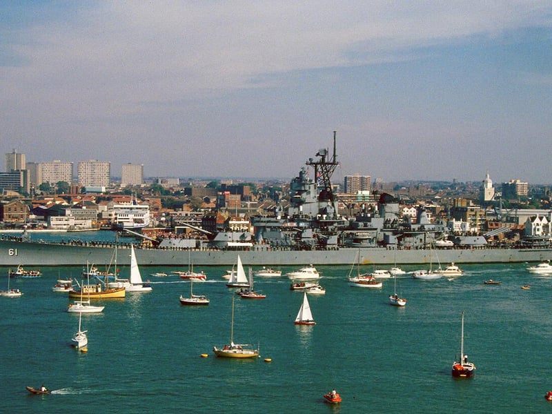 Seen passing Point in 1989 is the American battleship the USS Iowa. Picture: Graham Stevens