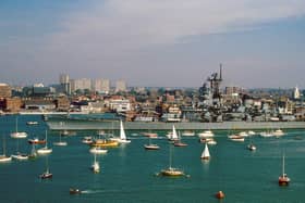 Seen passing Point in 1989 is the American battleship the USS Iowa. Picture: Graham Stevens