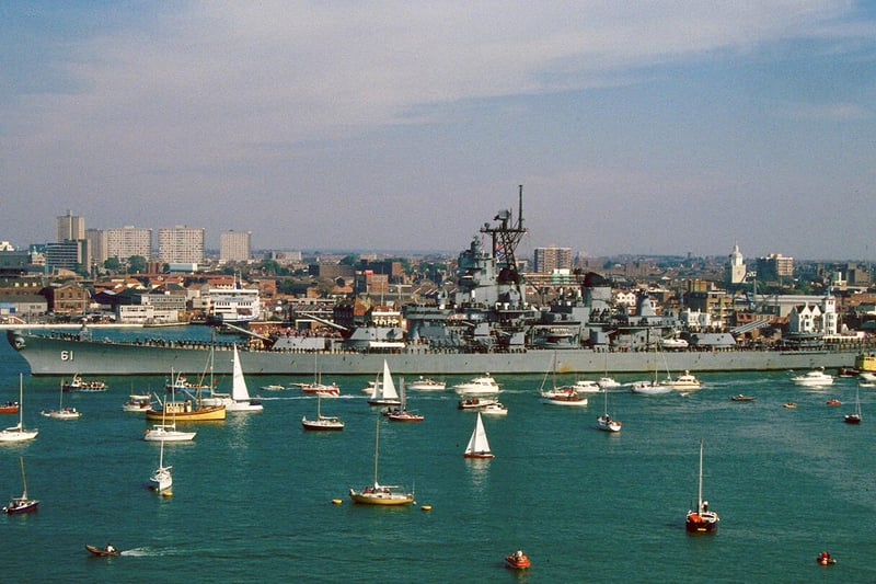 Seen passing Point in 1989 is the American battleship the USS Iowa. Picture: Graham Stevens