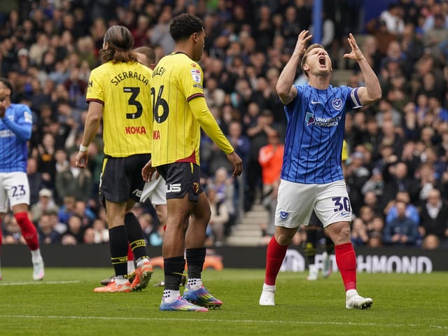 Pompey skipper Matt Ritchie can't believe it as Egil Selvik thwarts a goal-scoring opportunity against Watford. Picture: Jason Brown/ProSportsImages