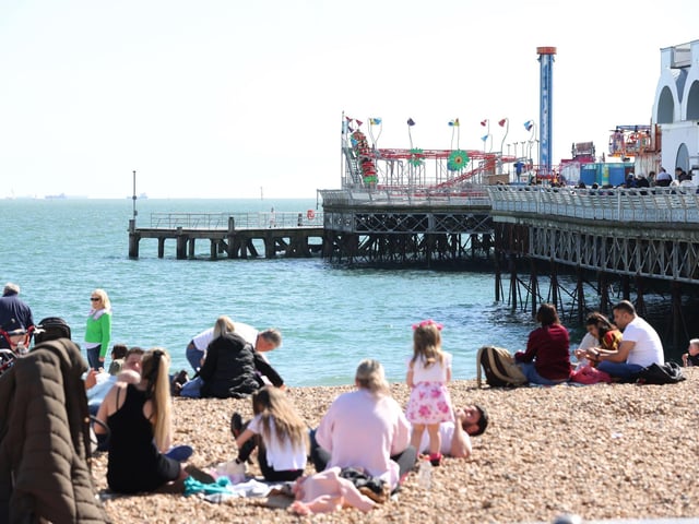 Sunseekers packed Southsea beach to catch some rays.