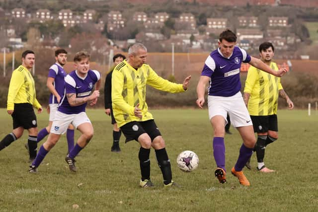 Fort Cumberland (purple/white) v Freehouse B. Picture by Kevin Shipp