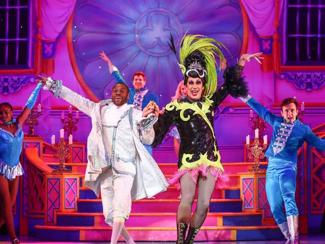 Daniel Norford as Dandini and Craig Revel Horwood as The Wicked Stepmother. Picture by Stuart Martin/Mayflower Theatre