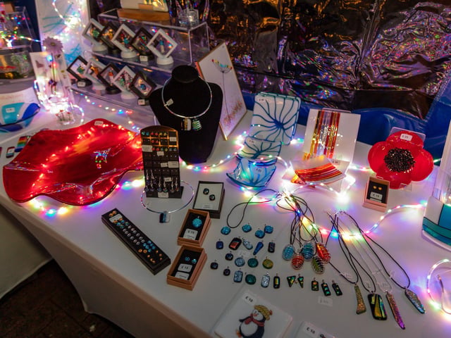 Amazing handmade glass ornaments from Wat's On Glass at the Gosport Christmas market. Picture: Mike Cooter (251123)