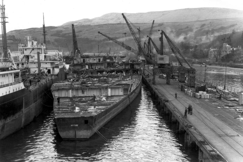The final remains of Britain's last battleship in 1960. HMS Vanguard at Faslane, scrapped only 14 years after being built. Courtesy of Neil Mccart