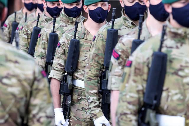 Royal Marines from Charlie Company of Taunton-based 40 Commando rehearsing at HMS Collingwood. Photo: LPhot Rory Arnold
