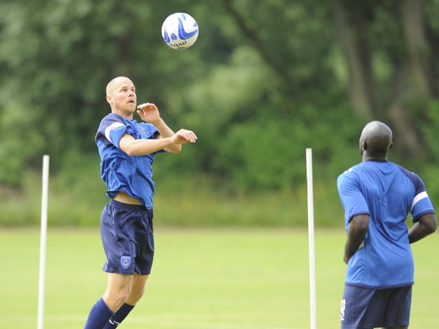 Johnny Ertl on the first day of Pompey pre-season training at St John's College playing fields in July 2013. Picture: Allan Hutchings