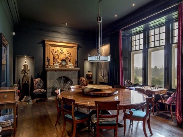 The house has five bedrooms, four bathrooms, a renovated two bedroom cottage, 31 acres of gardens and grounds as well as a barn, garages and outbuildings as well.