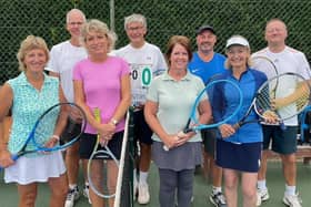 Rowlands Castle mixed masters v Carlton Green (from left): Debbie Tapply, Roger Castle, Jane Mellor, Richard Ainscow, Jacqs Clarke, Chris Weatherill, Gwen Isaacs, Gary Colmer