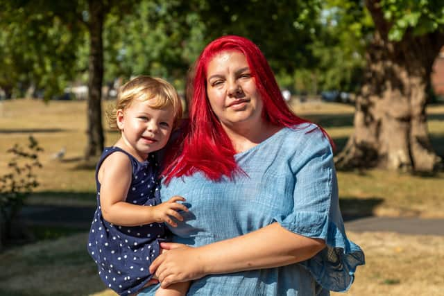 Katie Keeling (37) with daughter Megan Keeling (1). Picture: Mike Cooter (130822)