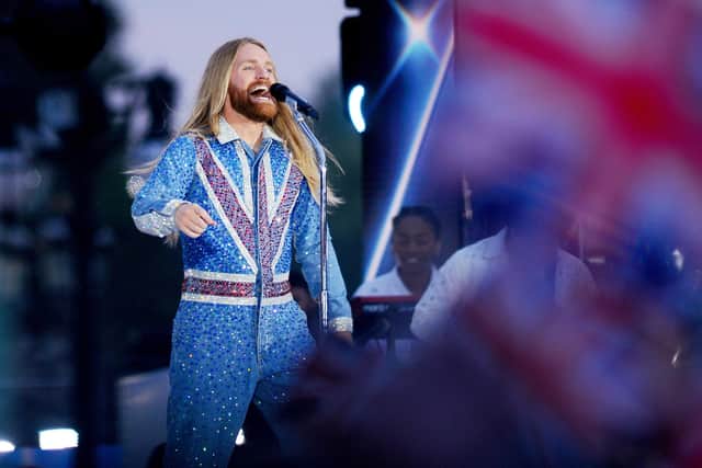 Sam Ryder performs at the BBC Platinum Party at the Palace, as part of the Queen's Platinum Jubilee celebrations, on June 4, 2022. Picture: Kerry Davies - WPA Pool/Getty Images.