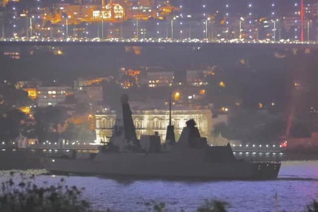 Type 45 guided-missile destroyer HMSDragon pictured heading towards the Black Sea. Photo: Twitter.