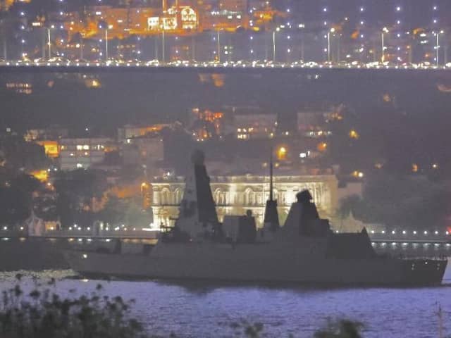 Type 45 guided-missile destroyer HMSDragon pictured heading towards the Black Sea. Photo: Twitter.