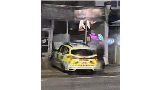 Police car crashed into Albert Road shop