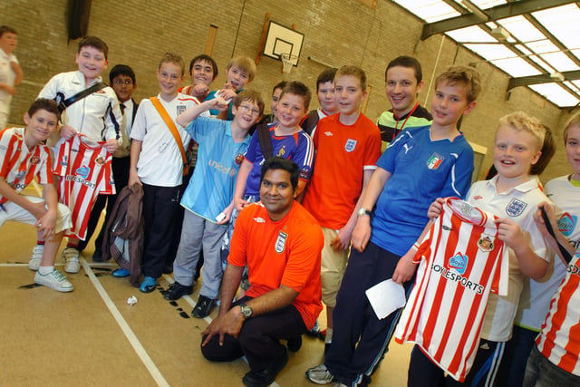 It's a charity football shirts day at St Aidan's School in 2010 but were you in the picture in 2010?