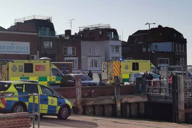 A woman in her 40s was taken from the water in Portsmouth Harbour in a 'life-threatening condition' on April 23, 2021. Picture: Stuart Vaizey