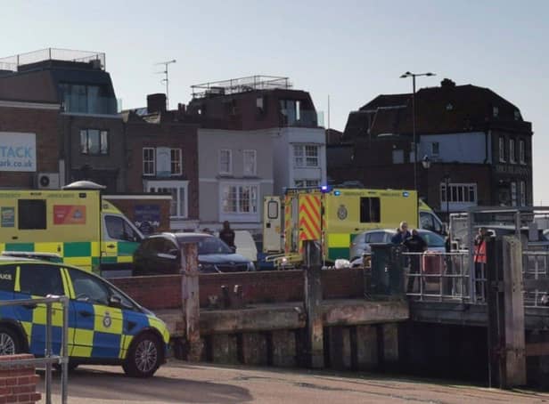 A woman in her 40s was taken from the water in Portsmouth Harbour in a 'life-threatening condition' on April 23, 2021. Picture: Stuart Vaizey