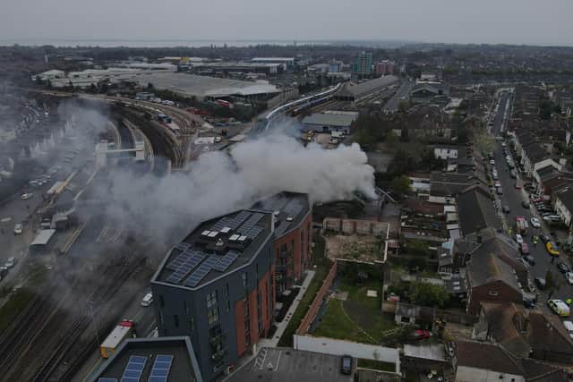 Roads were closed and residents had to be evacuated following a fire on Goldsmith Avenue.
Picture: @dronenaway