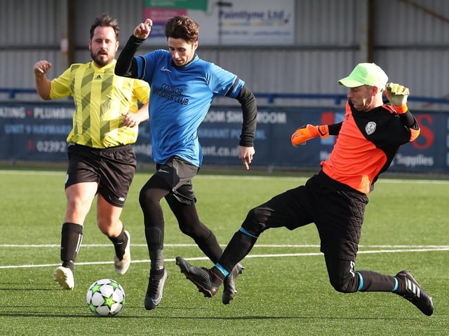 Freehouse (yellow) v AFC Eastney.  Picture: Stuart Martin